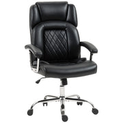 Ergonomic Big and Tall Office Chair With Spring Cushion Supports 180kg PU Leather Black AOSOM