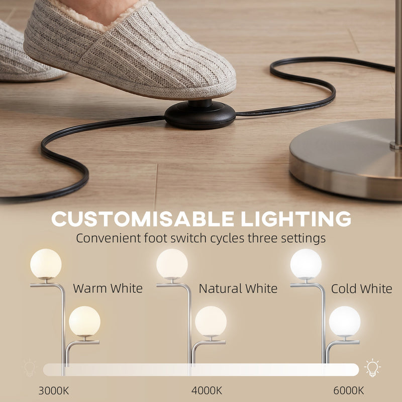 Floor Lamp with Adjustable Light Temperatures and Foot Switch for Living Room or Bedroom