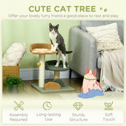 Small Cat Tree with Scratching Posts Two Beds and Toy Ball for Indoor Use, Grey