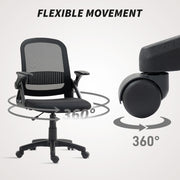 Ergonomic Mesh Office Chair With Lumbar Support and Flip Up Arms for Home or Office Black