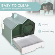 Covered Cat Litter Box with Scoop for Odour Control and Privacy, Light Blue