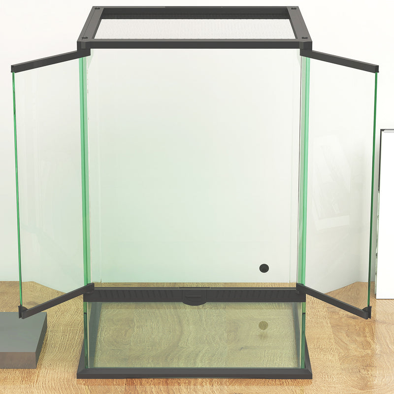 40L Reptile Vivarium Tank With Anti Escape Lid And Mesh Ventilation For Pets Black