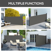Dark Grey Retractable Side Awning Privacy Screen For Garden Hot Tub Or Balcony 4m