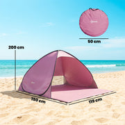 Pop Up UV Tent for Quick Outdoor Shade with Ventilation for 2 to 3 People Pink Outsunny