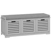 3 Drawer Shoe Storage Bench With Cushioned Seat For Hallway Or Entryway Grey