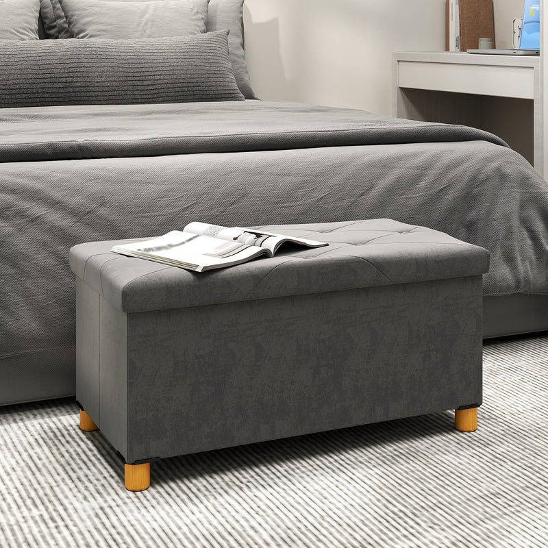 Velvet storage ottoman - Grey