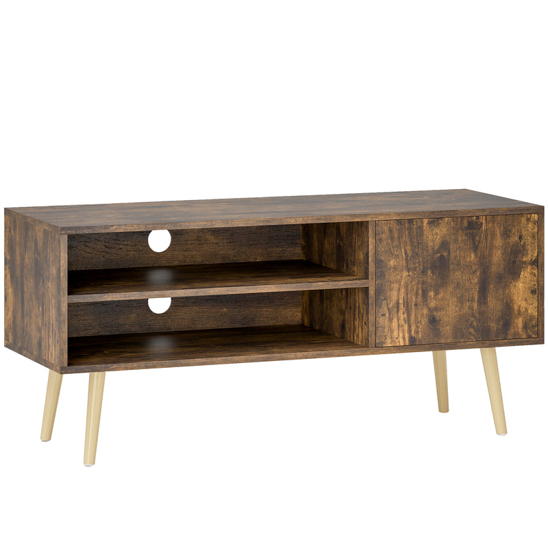 Brown TV Stand for TVs up to 55 Inches with Open Shelves and Cable Management