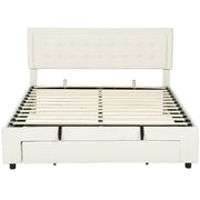 King Size Ottoman Storage Bed Cream White - front view
