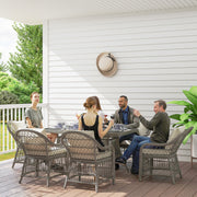 Grey 6 Seater Rattan Patio Dining Set with Cushions and WPC Table