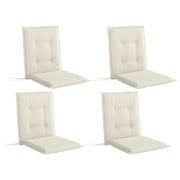 Set of Four White Padded Garden Seat Cushions for Outdoor Chairs by Outsunny
