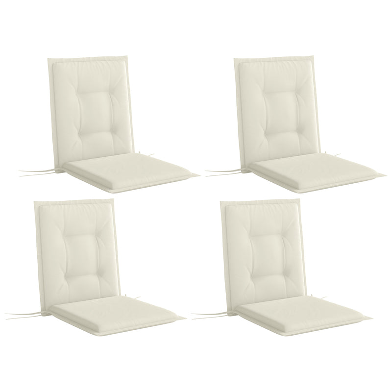 Set of Four White Padded Garden Seat Cushions for Outdoor Chairs by Outsunny