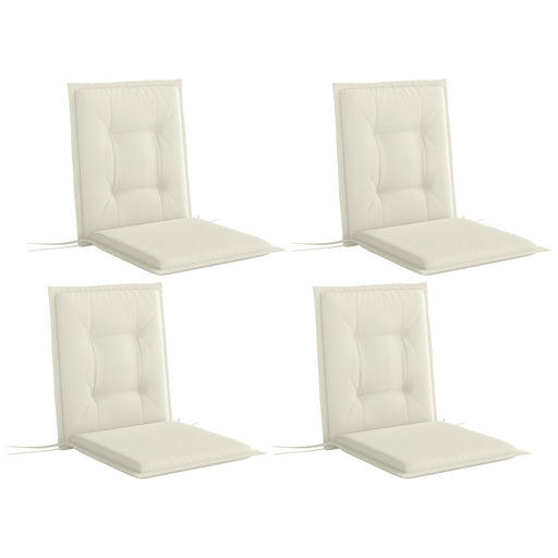 Set of Four White Padded Garden Seat Cushions for Outdoor Chairs by Outsunny