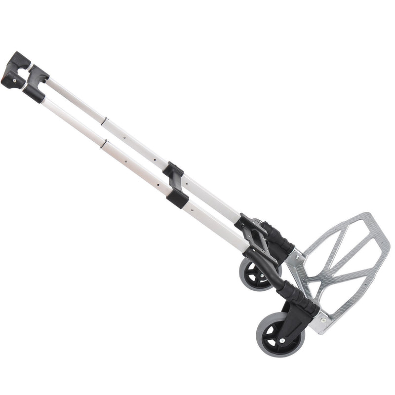 Folding Trolley Cart for Easy Home and Office Moving with Adjustable Handle Silver Tone