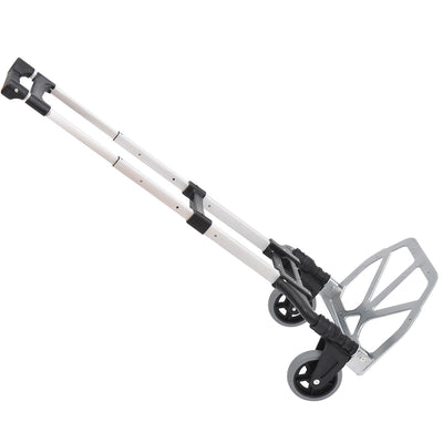 Folding Trolley Cart for Easy Home and Office Moving with Adjustable Handle Silver Tone AOSOM