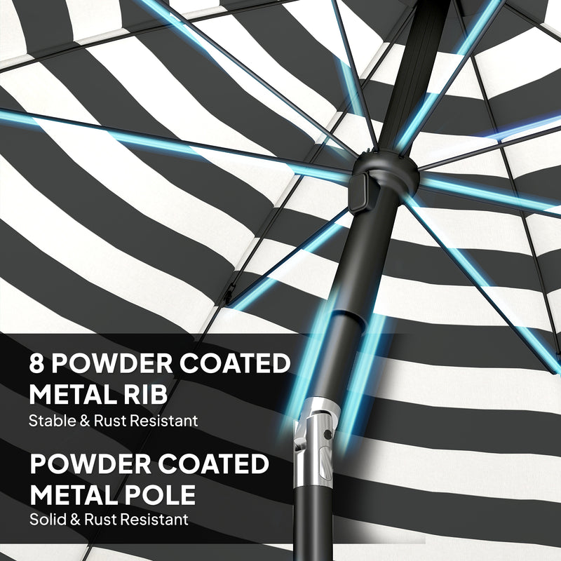 1.8m Beach Umbrella with Adjustable Tilt and Carry Bag for Easy Sun Protection (UPF30+) Outsunny