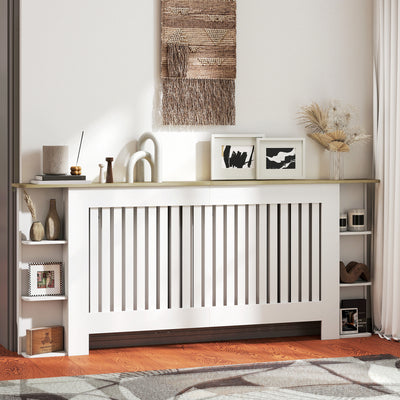 White Extra Large Radiator Cover with Storage Shelves for Living Room or Hallway, 191 x 19 x 83cm Homcom