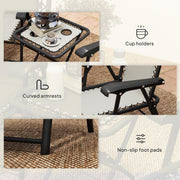 3 Piece Garden Bistro Set For Balcony Or Patio With Foldable Table and Chairs, Cream White Outsunny