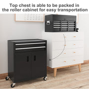 Portable Metal Tool Chest with 6 Drawers and Wheels for Garage and Workshop Use Black