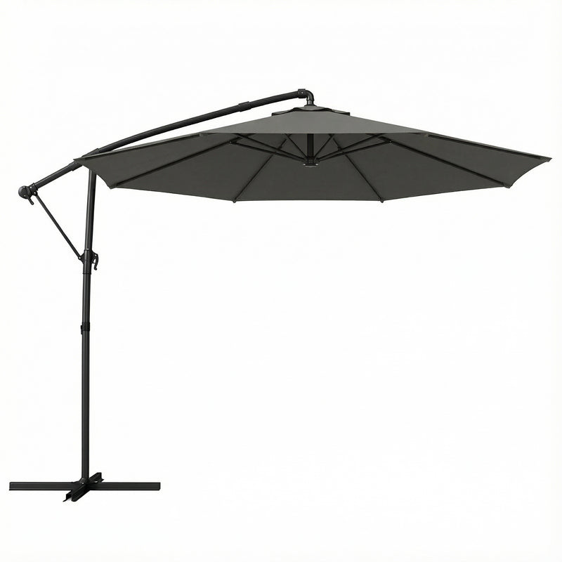 Cantilever Garden Parasol with UPF 30+ Adjustable 360° Shade and Protective Cover, Grey