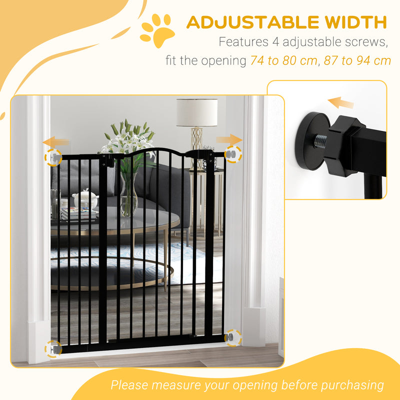Extra Tall Dog Safety Stair Gate With Auto Close For Doorways And Hallways Adjustable Black