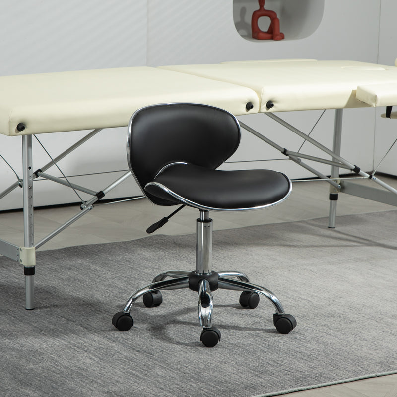 Adjustable Swivel Salon Stool with Wheels for Beauty Treatments and Spa Use, Black