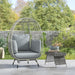 Charcoal Grey Rattan Egg Chair with Cushions and Pillows for Garden or Patio by Outsunny