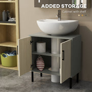 Bathroom Cabinet Furniture Set with Tall Storage and Adjustable Shelves Under Sink Grey AOSOM