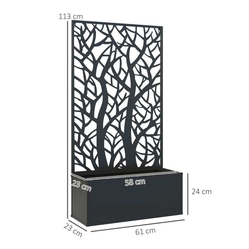 Black Metal Garden Planter With Trellis Support Ideal For Climbing Plants Outdoors