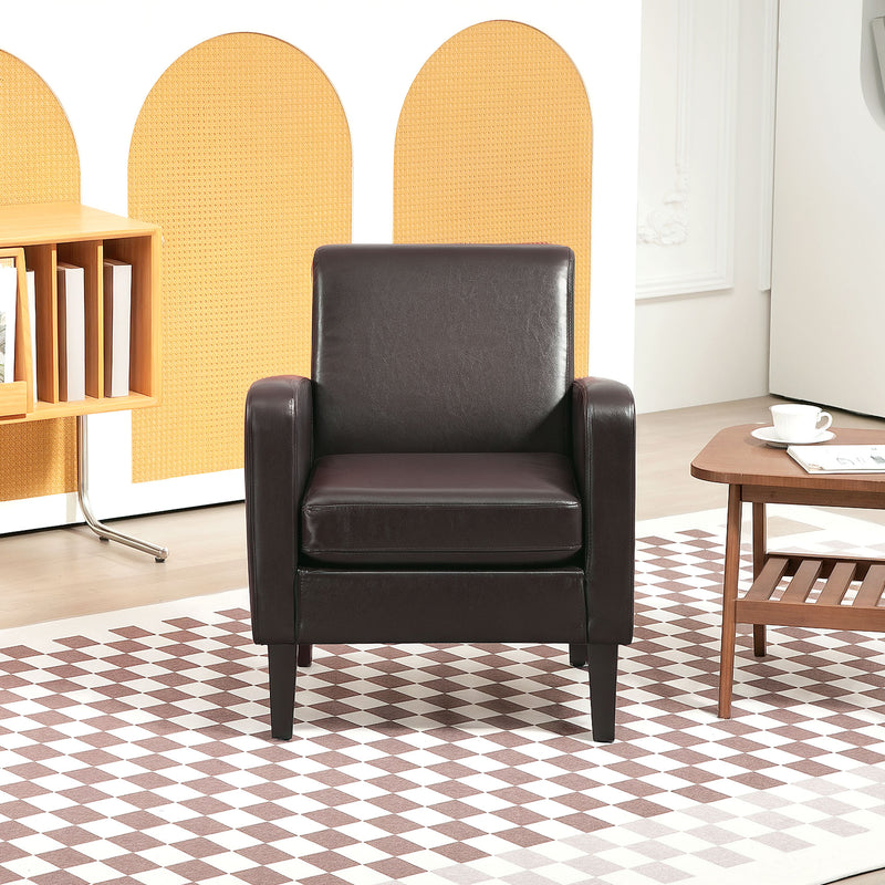Brown Faux Leather Armchair with Simple Modern Design by HOMCOM