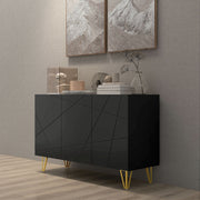 High Gloss Sideboard Cabinet with Hairpin Legs for Modern Living Rooms Black