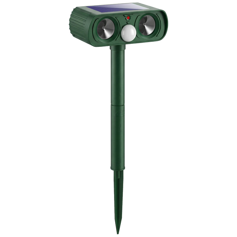 Solar Animal Repeller for Gardens with Ultrasonic Motion Sensor and Weatherproof Design Green Outsunny