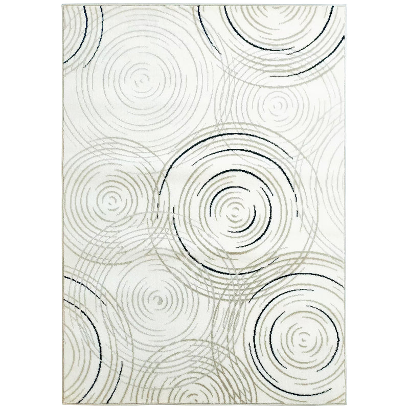 Machine Washable Swirl Pattern Area Rug for Living Room and Bedroom 170 x 120 cm, Cream White