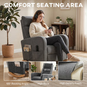 Rocking Chair with Retractable Footrest and High Back for Relaxing at Home Grey AOSOM