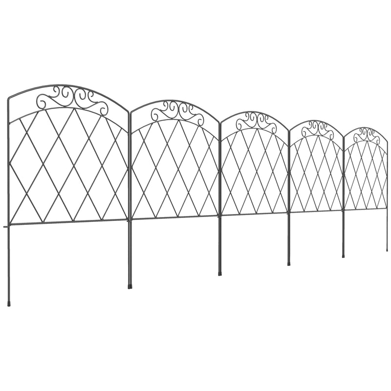 Flexible Metal Garden Border Fence for Shaping Paths and Flower Beds Black Outsunny