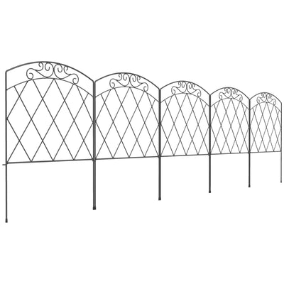 Flexible Metal Garden Border Fence for Shaping Paths and Flower Beds Black Outsunny