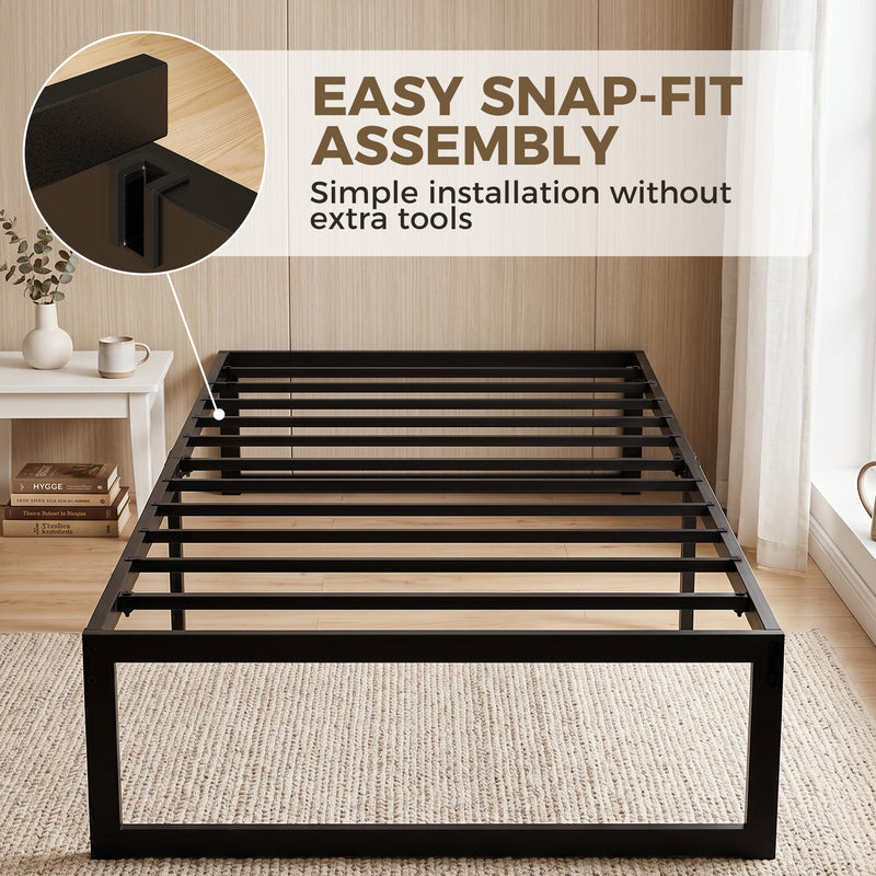 Single Bed Frame with Underbed Storage for Small Bedrooms Black