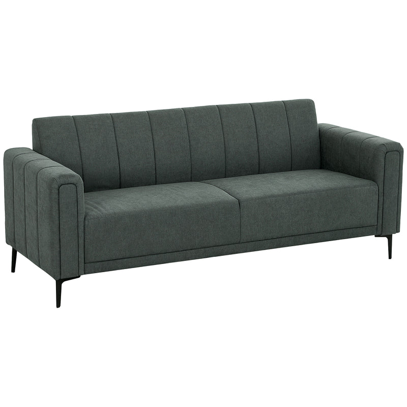 Grey Three Seater Modern Fabric Sofa Comfortable Home Seating by HOMCOM