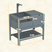 Grey Wooden Tortoise House with Shelter Run Shelf Lamp Holder and Tray by PawHut