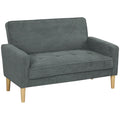 Two Seater Velvet Feel Sofa with Padded Cushions for Living Room Comfort, Grey