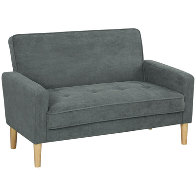 Two Seater Velvet Feel Sofa with Padded Cushions for Living Room Comfort, Grey