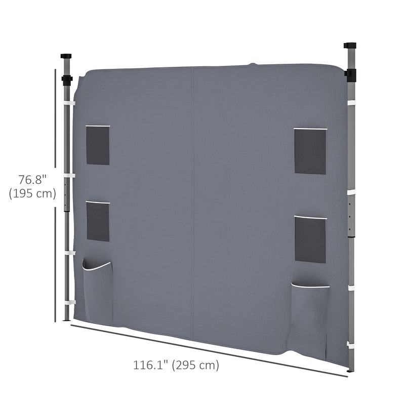 Grey 195 x 295cm Replacement Gazebo Sidewall UV-Resistant Weather Protection by Outsunny