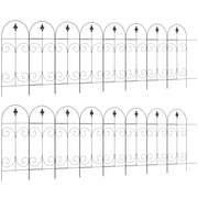 16 Piece Garden Picket Fence Panels Rustproof Metal Edging for Flower Beds, Black