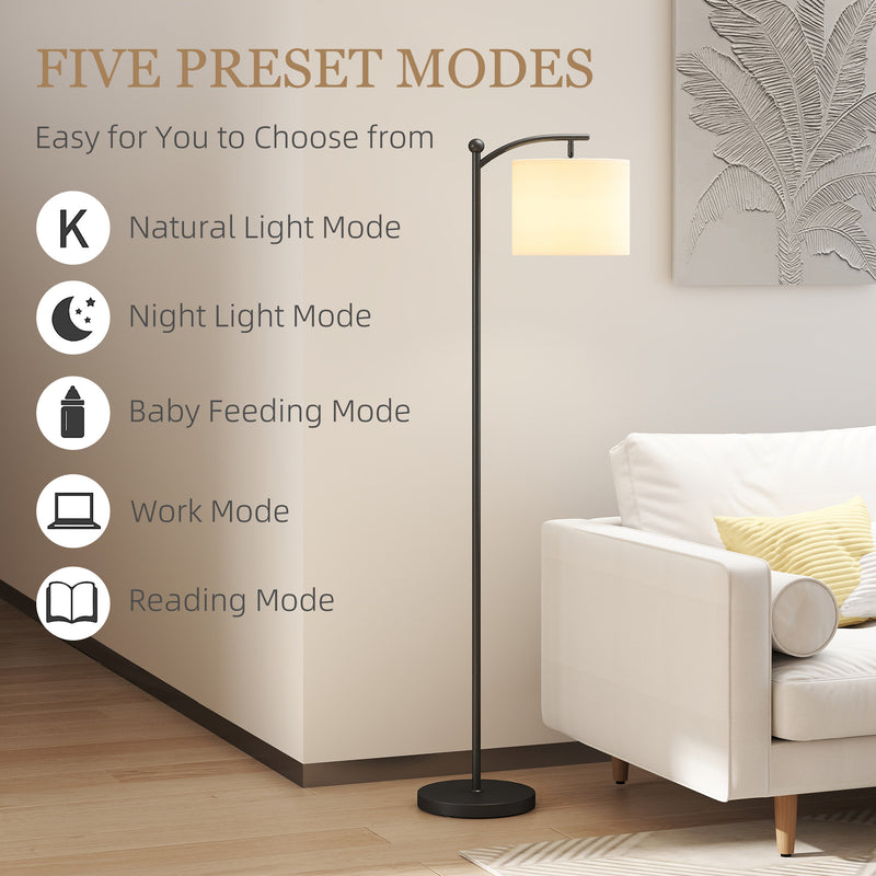 Black LED Floor Lamp With Stepless Dimming Magnetic Remote And Timer For Reading Rooms AOSOM