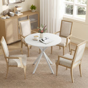 White Round Dining Table for 4 with Easy Clean White Top and Stable Legs (80cm) Homcom