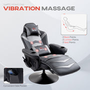 Grey Massage Recliner Chair with Remote Cup Holders and Lumbar Support by Homcom