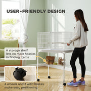 Large Bird Cage with Divider and Slide Out Tray for Budgies and Canaries, White