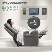 Charcoal Grey Power Lift Recliner Chair for Elderly with USB Ports and Remote Control by HOMCOM