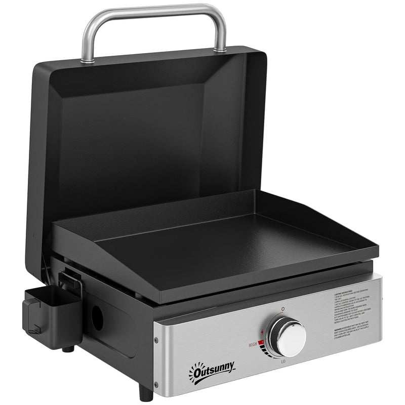 Tabletop Gas BBQ with Large Griddle for Easy Outdoor Cooking Black
