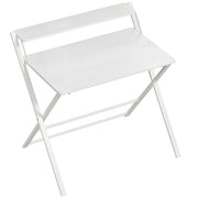 Folding Study Desk with Shelf for Small Spaces and Easy Storage White AOSOM