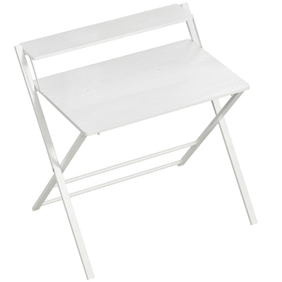 Folding Study Desk with Shelf for Small Spaces and Easy Storage White AOSOM
